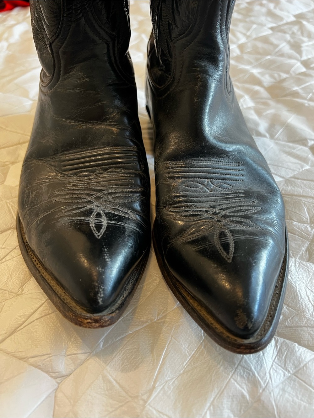 Tony Lama Black Leather Men’s Cowboy Boots 9.5 D - Picture 6 of 7